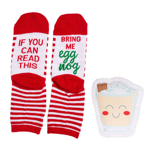 Sock & Dog Toy Gift Set, Egg Nog