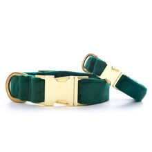 Load image into Gallery viewer, Forest Green Velvet Dog Collar